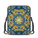 Blue And Gold Bohemian Mandala Print Rectangular Crossbody Bag