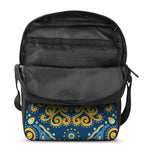 Blue And Gold Bohemian Mandala Print Rectangular Crossbody Bag