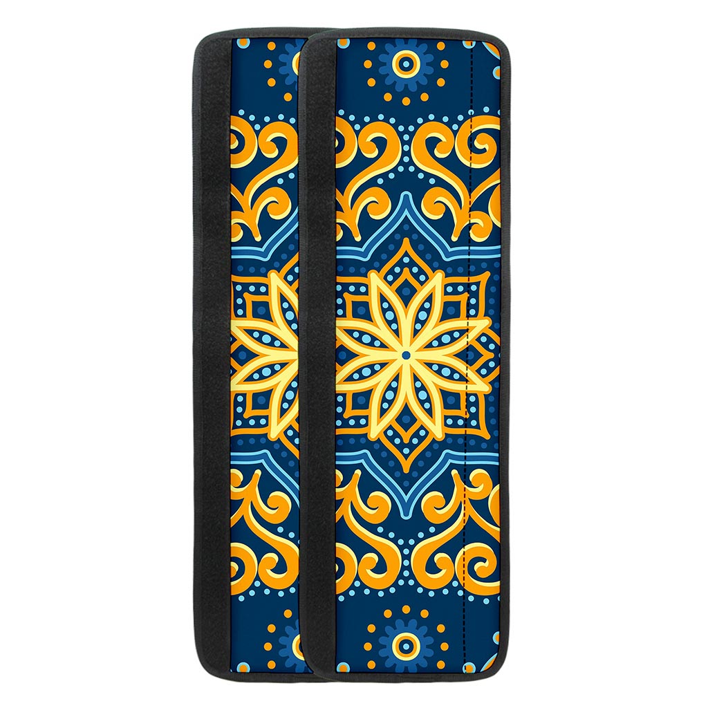 Blue And Gold Bohemian Mandala Print Refrigerator Handle Covers
