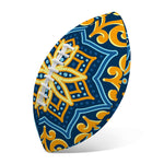 Blue And Gold Bohemian Mandala Print Rugby Ball