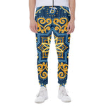 Blue And Gold Bohemian Mandala Print Scuba Joggers