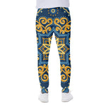 Blue And Gold Bohemian Mandala Print Scuba Joggers
