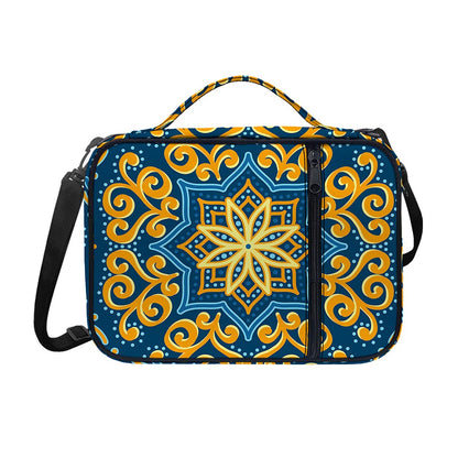 Blue And Gold Bohemian Mandala Print Shoulder Strap Bible Bag