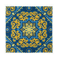 Blue And Gold Bohemian Mandala Print Silk Bandana