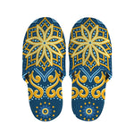 Blue And Gold Bohemian Mandala Print Slippers