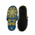 Blue And Gold Bohemian Mandala Print Slippers