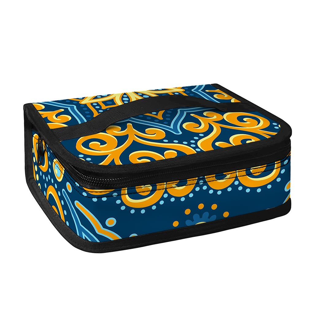 Blue And Gold Bohemian Mandala Print Small Lunch Bag