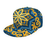 Blue And Gold Bohemian Mandala Print Snapback Cap