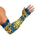 Blue And Gold Bohemian Mandala Print Sun Protection Arm Sleeves