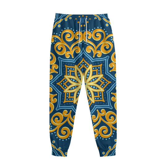 Blue And Gold Bohemian Mandala Print Sweatpants