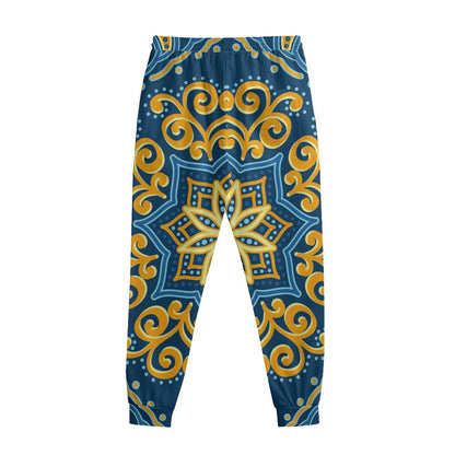 Blue And Gold Bohemian Mandala Print Sweatpants