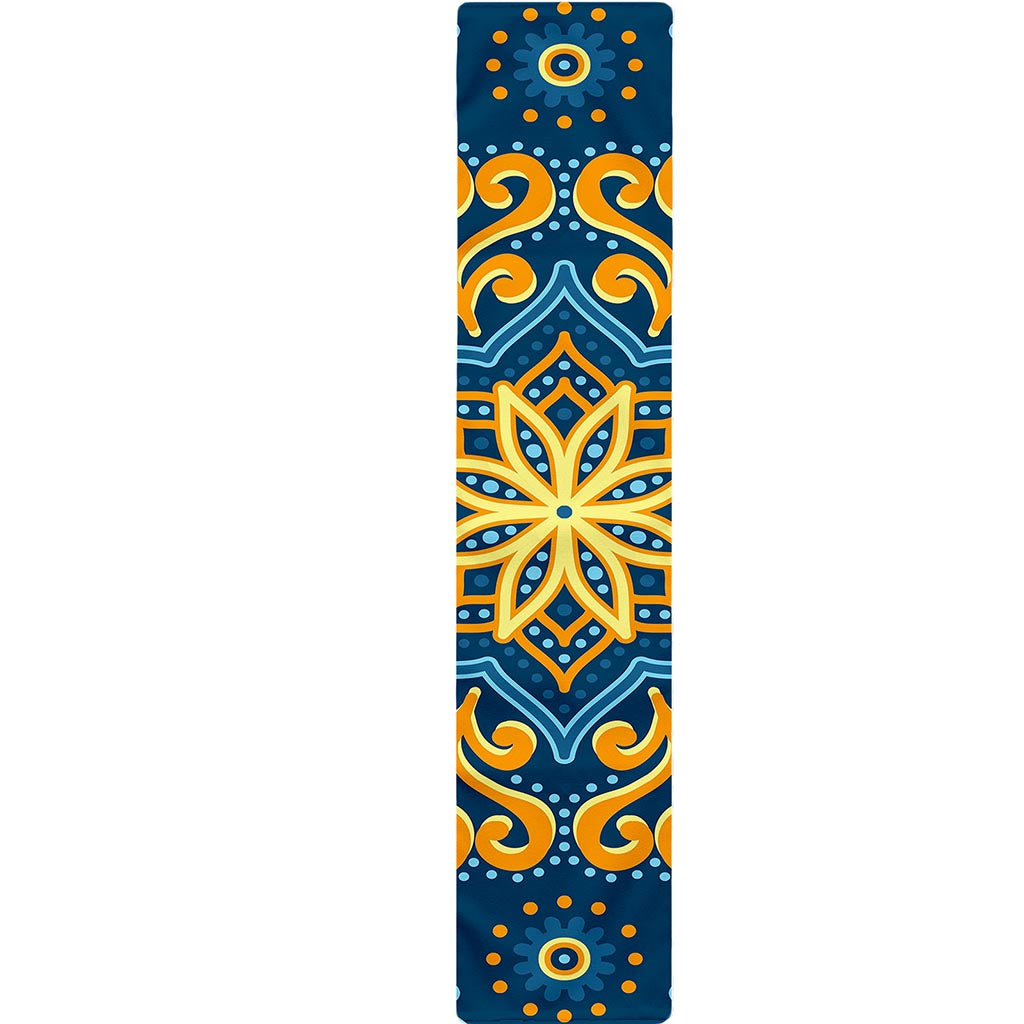 Blue And Gold Bohemian Mandala Print Table Runner