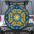 Blue And Gold Bohemian Mandala Print Tire Cover