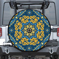 Blue And Gold Bohemian Mandala Print Tire Cover With Camera Hole