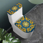 Blue And Gold Bohemian Mandala Print Toilet Lid And Tank Cover Set