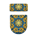 Blue And Gold Bohemian Mandala Print Toilet Lid And Tank Cover Set