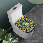 Blue And Gold Bohemian Mandala Print Toilet Lid Cover