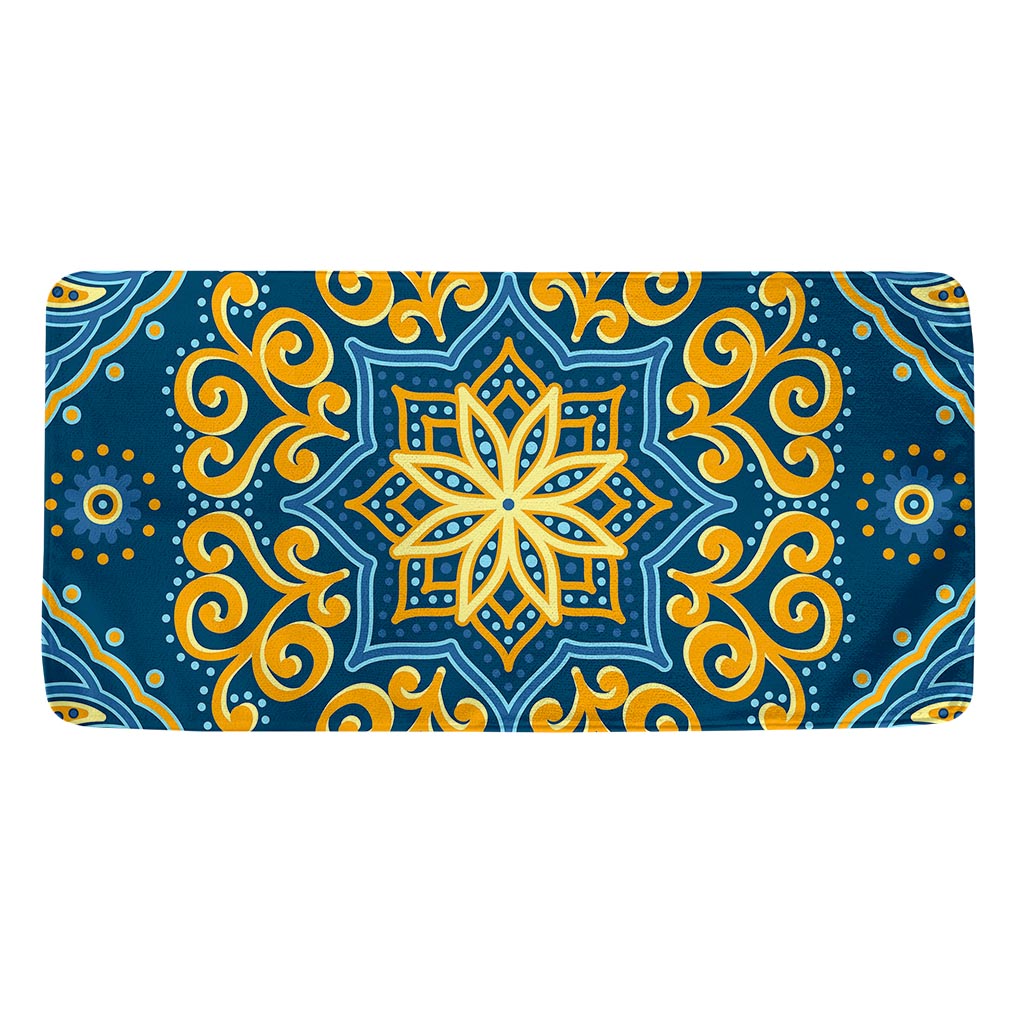 Blue And Gold Bohemian Mandala Print Towel