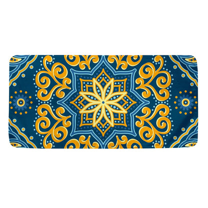 Blue And Gold Bohemian Mandala Print Towel