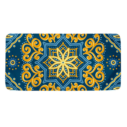Blue And Gold Bohemian Mandala Print Towel