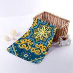 Blue And Gold Bohemian Mandala Print Towel