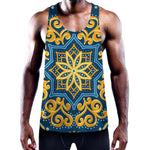 Blue And Gold Bohemian Mandala Print Training Tank Top