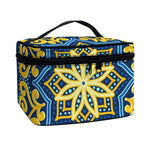 Blue And Gold Bohemian Mandala Print Travel Makeup Bag