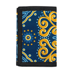 Blue And Gold Bohemian Mandala Print Trifold Wallet