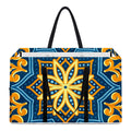 Blue And Gold Bohemian Mandala Print Utility Tote Bag