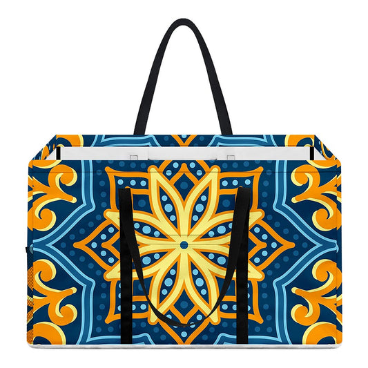 Blue And Gold Bohemian Mandala Print Utility Tote Bag