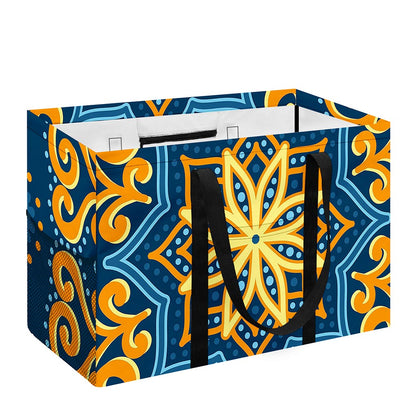 Blue And Gold Bohemian Mandala Print Utility Tote Bag
