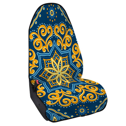 Blue And Gold Bohemian Mandala Print Waterproof Car Seat Cover