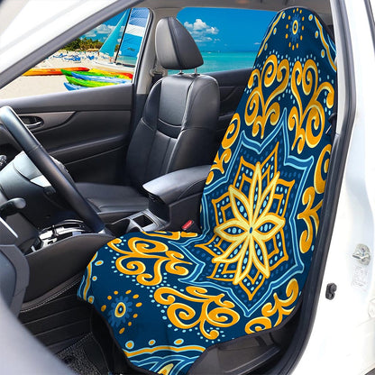 Blue And Gold Bohemian Mandala Print Waterproof Car Seat Cover