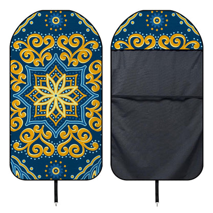 Blue And Gold Bohemian Mandala Print Waterproof Car Seat Cover