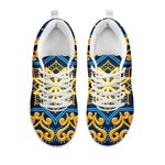 Blue And Gold Bohemian Mandala Print White Running Shoes