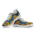 Blue And Gold Bohemian Mandala Print White Running Shoes