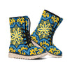 Blue And Gold Bohemian Mandala Print Winter Boots