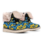 Blue And Gold Bohemian Mandala Print Winter Boots