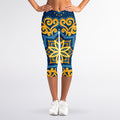 Blue And Gold Bohemian Mandala Print Women's Capri Leggings