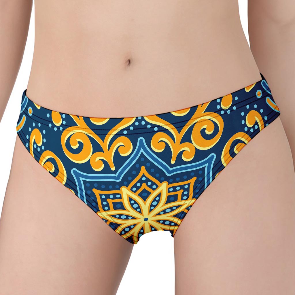 Blue And Gold Bohemian Mandala Print Women's Panties