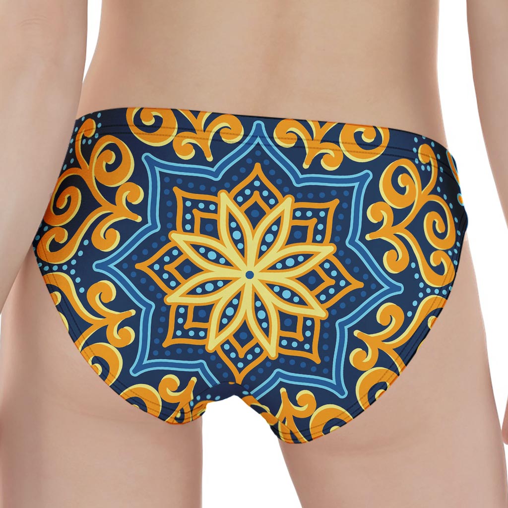 Blue And Gold Bohemian Mandala Print Women's Panties