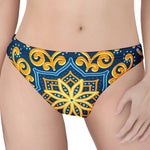 Blue And Gold Bohemian Mandala Print Women's Thong