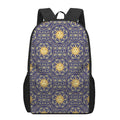Blue And Gold Celestial Pattern Print 17 Inch Backpack