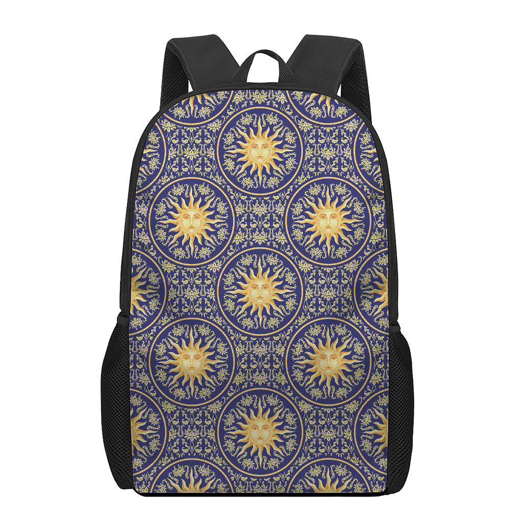 Blue And Gold Celestial Pattern Print 17 Inch Backpack