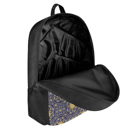 Blue And Gold Celestial Pattern Print 17 Inch Backpack