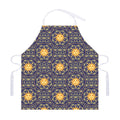 Blue And Gold Celestial Pattern Print Adjustable Apron
