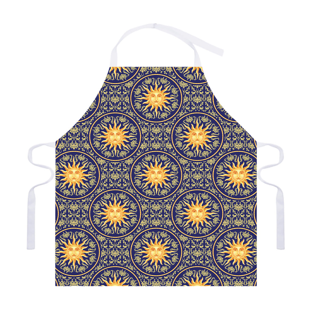 Blue And Gold Celestial Pattern Print Adjustable Apron