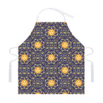 Blue And Gold Celestial Pattern Print Adjustable Apron