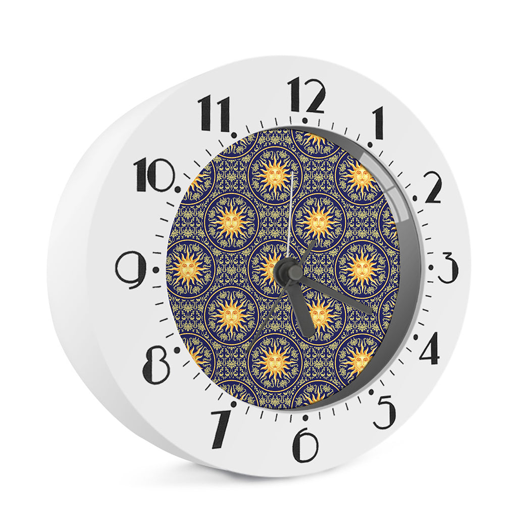 Blue And Gold Celestial Pattern Print Alarm Clock