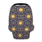 Blue And Gold Celestial Pattern Print Baby Seat Cover